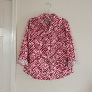Red Patterned Button-Down